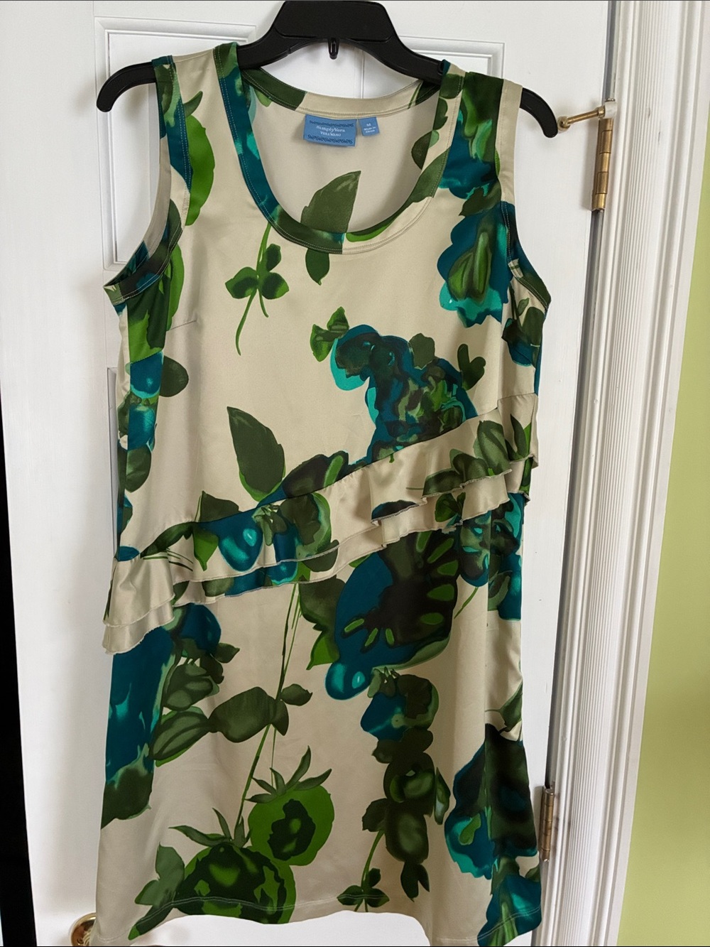 Simply Vera Vera Wang Cream Mini Dress with Green and Teal Floral Print